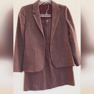 Classic Burgundy Tweed Suit